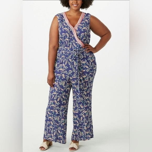 Westport Blue Paisley Flowy Jumpsuit - Picture 1 of 11